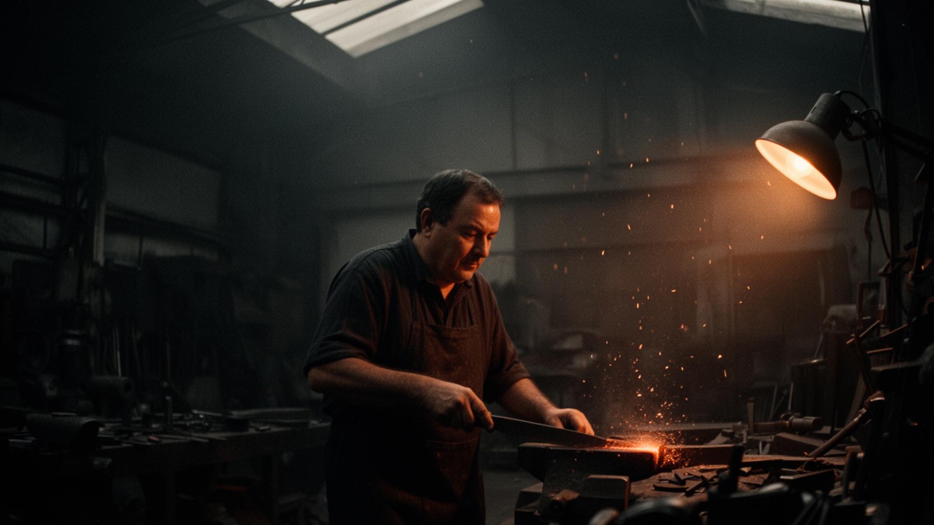 Meseriaș la lucru într-un atelier